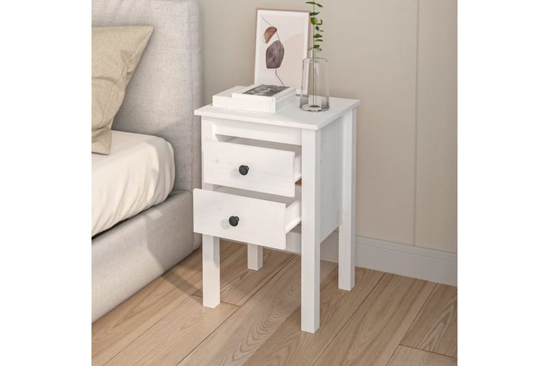 beBasic sengeborde 2 stk. 40x35x61,5 cm massivt fyrretræ hvid - Hvid - Møbler - Borde - Aflastningsbord - Sengebord