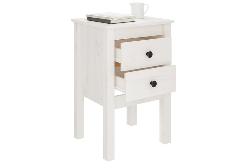 beBasic sengeborde 2 stk. 40x35x61,5 cm massivt fyrretræ hvid - Hvid - Møbler - Borde - Aflastningsbord - Sengebord
