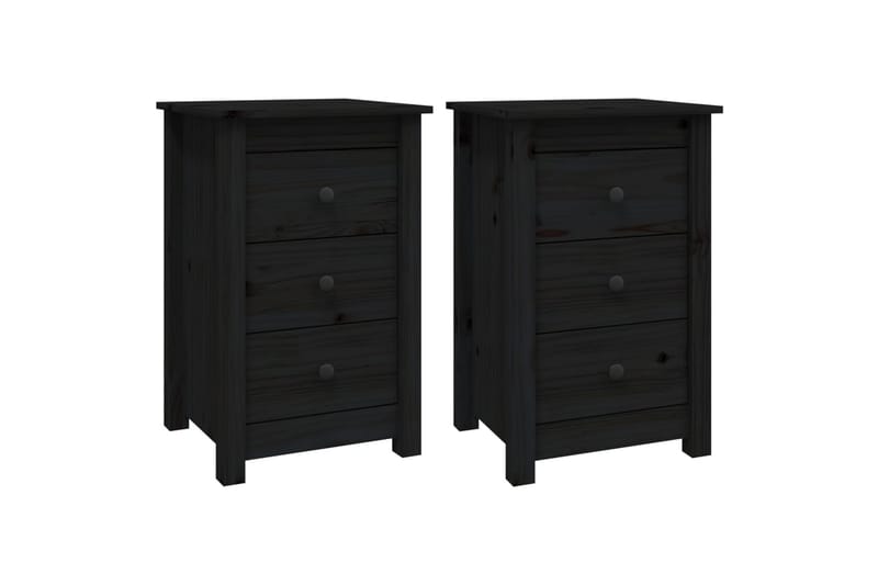 beBasic sengeborde 2 stk. 40x35x61,5 cm massivt fyrretræ sort - Sort - Møbler - Borde - Aflastningsbord - Sengebord