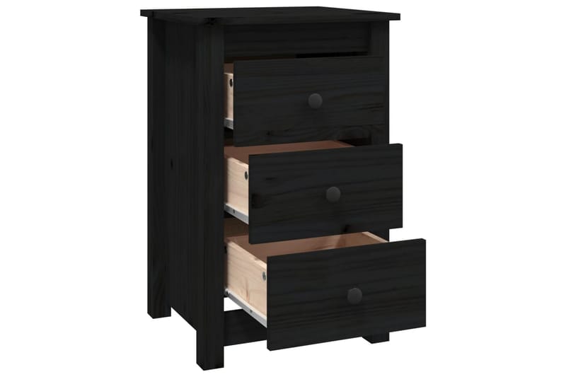 beBasic sengeborde 2 stk. 40x35x61,5 cm massivt fyrretræ sort - Sort - Møbler - Borde - Aflastningsbord - Sengebord
