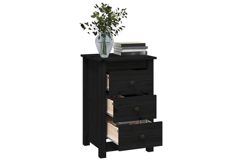 beBasic sengeborde 2 stk. 40x35x61,5 cm massivt fyrretræ sort - Sort - Møbler - Borde - Aflastningsbord - Sengebord