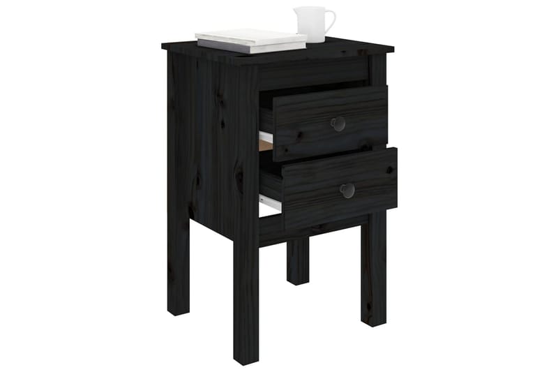 beBasic sengeborde 2 stk. 40x35x61,5 cm massivt fyrretræ sort - Sort - Møbler - Borde - Aflastningsbord - Sengebord