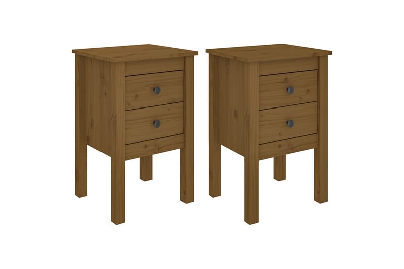 beBasic sengeborde 2 stk. 40x35x61,5cm massivt fyrretræ gyldenbrun - Brun - Møbler - Borde - Aflastningsbord - Sengebord