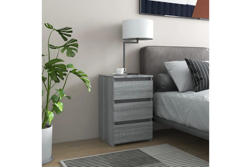 beBasic sengeborde 2 stk. 40x35x62,5 cm konstrueret træ grå sonoma-eg - GrÃ¥ - Møbler - Borde - Aflastningsbord - Sengebord