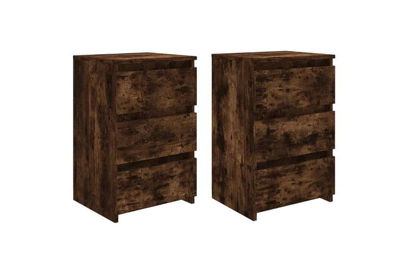 beBasic sengeborde 2 stk. 40x35x62,5 cm konstrueret træ røget egetræ - Brun - Møbler - Borde - Aflastningsbord - Sengebord