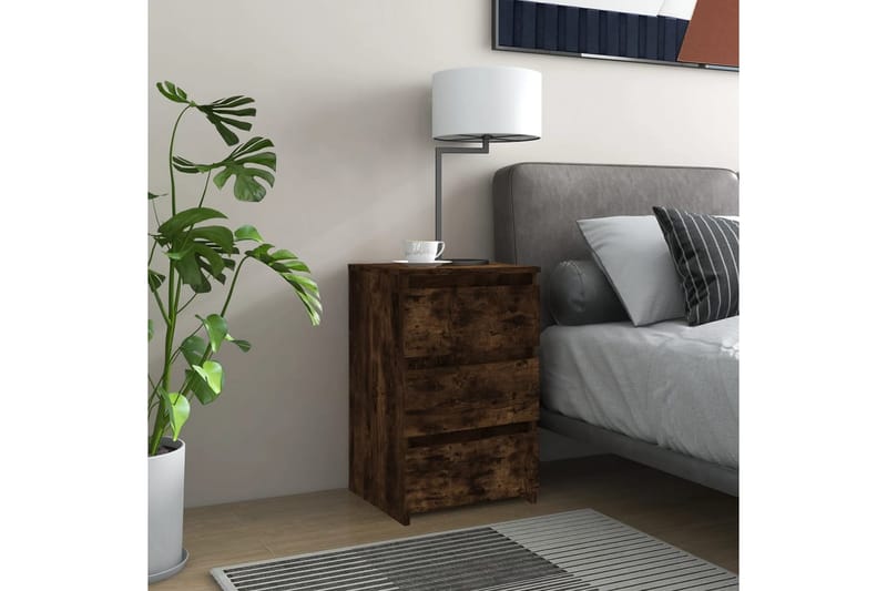 beBasic sengeborde 2 stk. 40x35x62,5 cm konstrueret træ røget egetræ - Brun - Møbler - Borde - Aflastningsbord - Sengebord