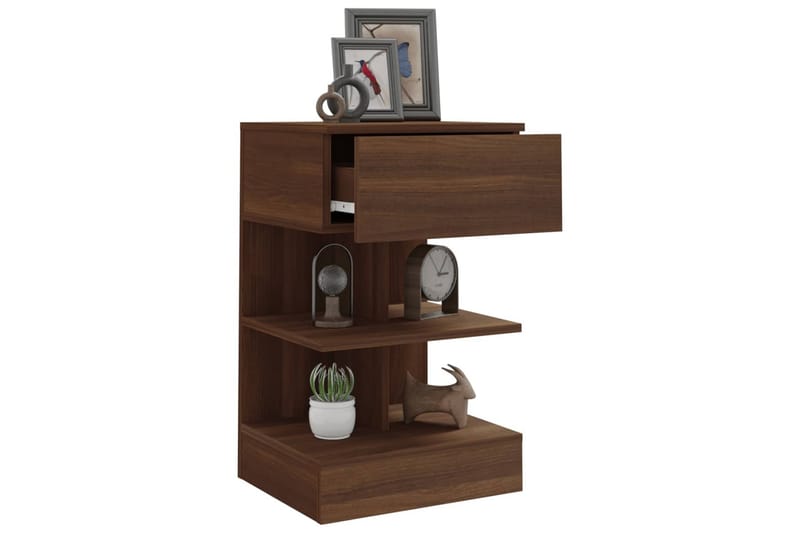beBasic sengeborde 2 stk. 40x35x65 cm konstrueret træ brunt egetræ - Brun - Møbler - Borde - Aflastningsbord - Sengebord