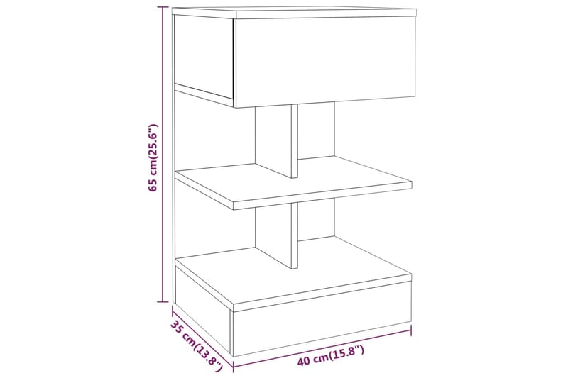 beBasic sengeborde 2 stk. 40x35x65 cm konstrueret træ brunt egetræ - Brun - Sengebord