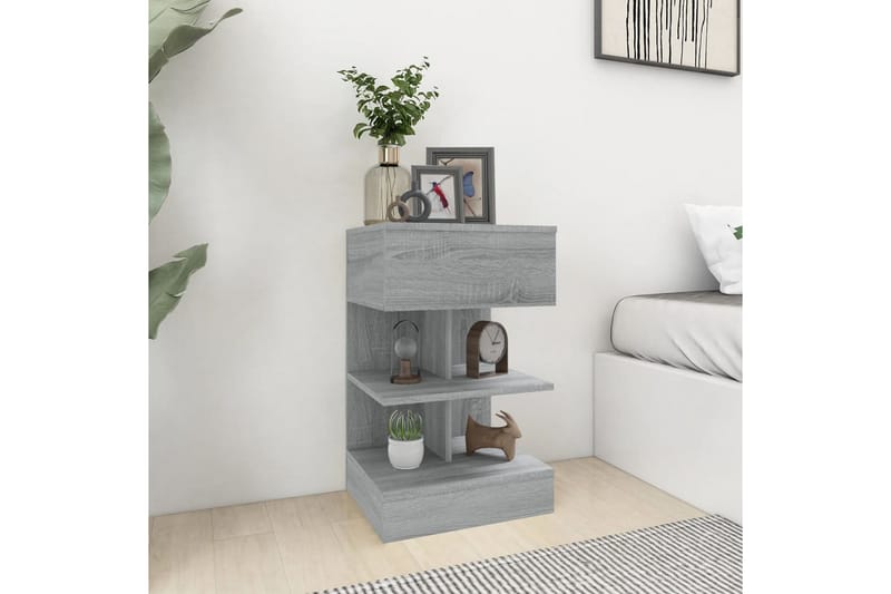 beBasic sengeborde 2 stk. 40x35x65 cm konstrueret træ grå sonoma-eg - GrÃ¥ - Møbler - Borde - Aflastningsbord - Sengebord
