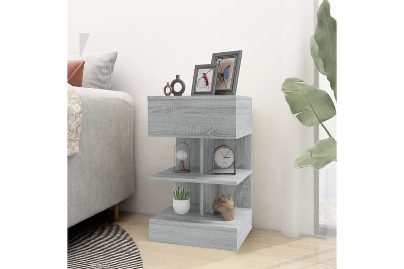 beBasic sengeborde 2 stk. 40x35x65 cm konstrueret træ grå sonoma-eg - GrÃ¥ - Møbler - Borde - Aflastningsbord - Sengebord