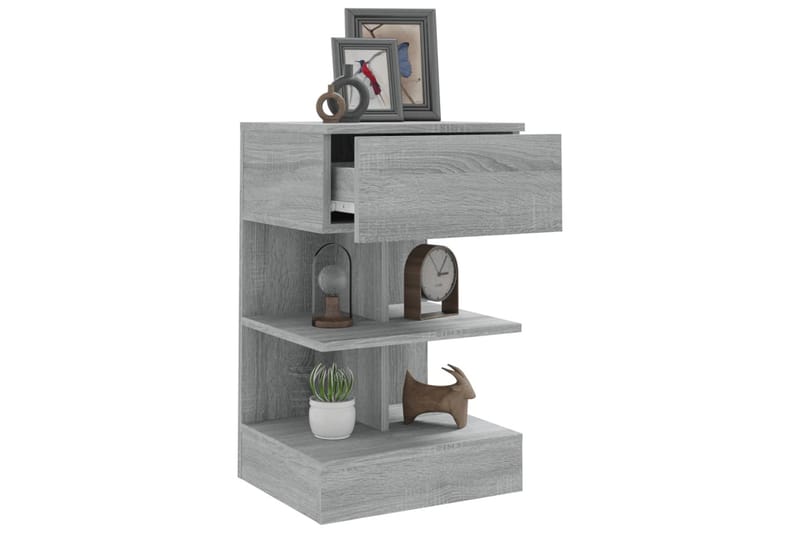 beBasic sengeborde 2 stk. 40x35x65 cm konstrueret træ grå sonoma-eg - GrÃ¥ - Møbler - Borde - Aflastningsbord - Sengebord