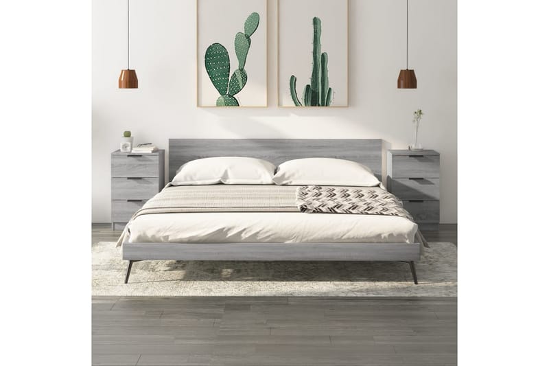 beBasic sengeborde 2 stk. 40x36x65 cm grå sonoma-eg - GrÃ¥ - Møbler - Borde - Aflastningsbord - Sengebord