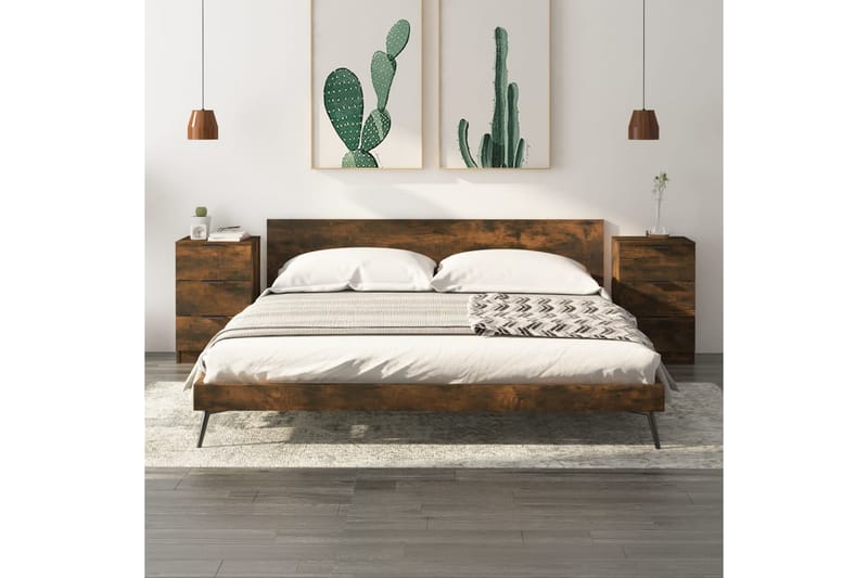 beBasic sengeborde 2 stk. 40x36x65 cm røget egetræsfarve - Brun - Møbler - Borde - Aflastningsbord - Sengebord
