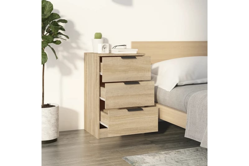 beBasic sengeborde 2 stk. 40x36x65 cm sonoma-eg - Brun - Møbler - Borde - Aflastningsbord - Sengebord