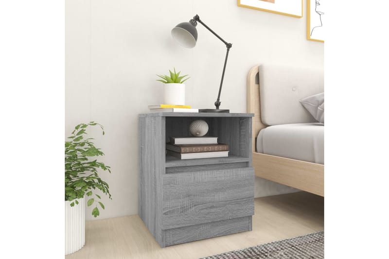 beBasic sengeborde 2 stk. 40x40x50 cm konstrueret træ grå sonoma-eg - GrÃ¥ - Møbler - Borde - Aflastningsbord - Sengebord