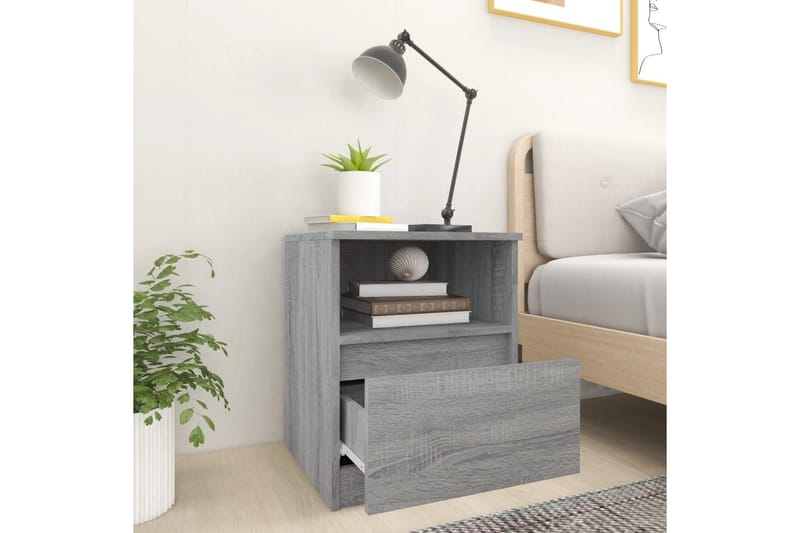 beBasic sengeborde 2 stk. 40x40x50 cm konstrueret træ grå sonoma-eg - GrÃ¥ - Møbler - Borde - Aflastningsbord - Sengebord