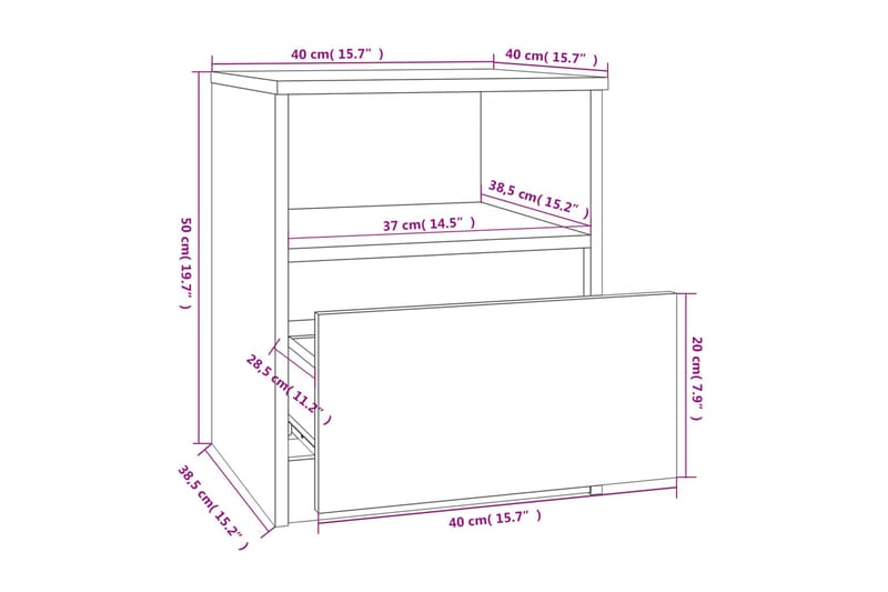 beBasic sengeborde 2 stk. 40x40x50 cm konstrueret træ grå sonoma-eg - GrÃ¥ - Møbler - Borde - Aflastningsbord - Sengebord