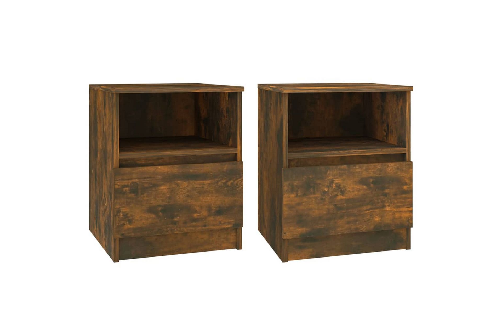 beBasic sengeborde 2 stk. 40x40x50 cm konstrueret træ røget egetræ - Brun - Møbler - Borde - Aflastningsbord - Sengebord