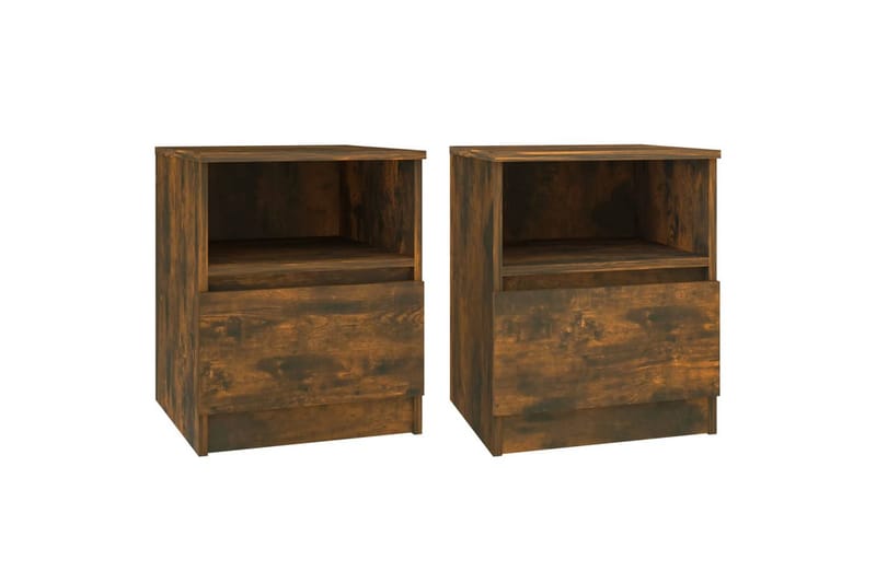 beBasic sengeborde 2 stk. 40x40x50 cm konstrueret træ røget egetræ - Brun - Møbler - Borde - Aflastningsbord - Sengebord