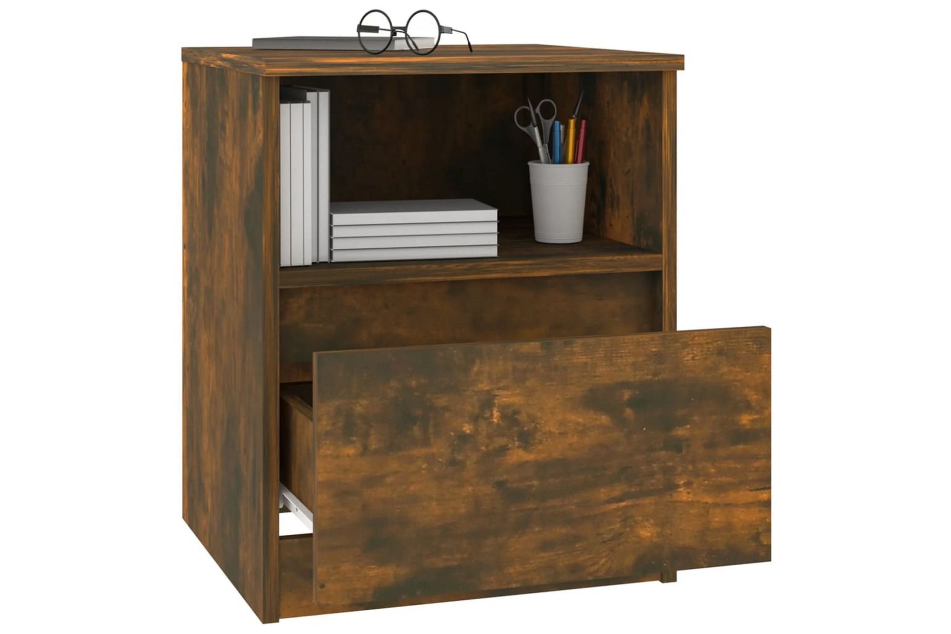 beBasic sengeborde 2 stk. 40x40x50 cm konstrueret træ røget egetræ - Brun - Møbler - Borde - Aflastningsbord - Sengebord