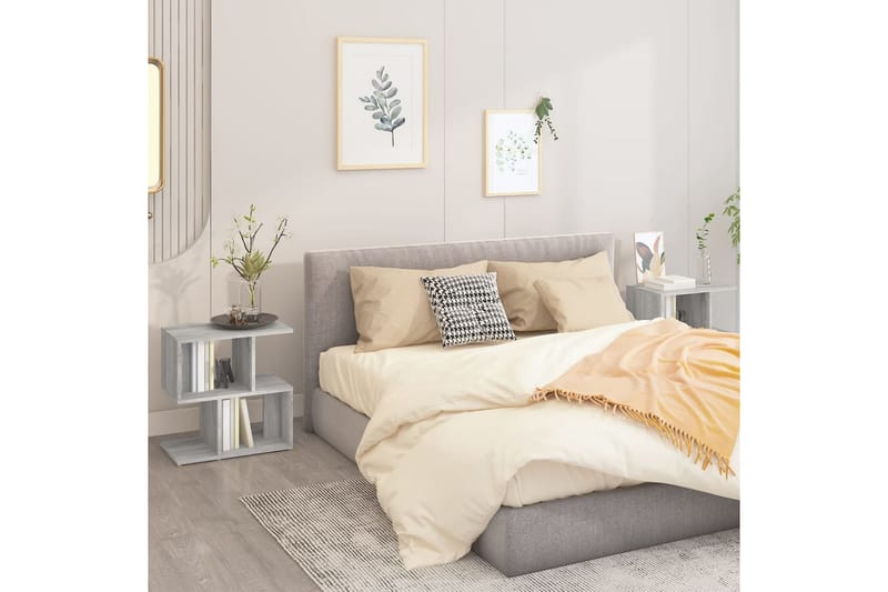 beBasic sengeborde 2 stk. 50x30x51,5 cm konstrueret træ grå sonoma-eg - GrÃ¥ - Møbler - Borde - Aflastningsbord - Sengebord