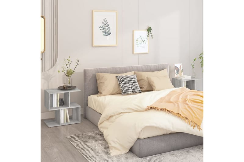 beBasic sengeborde 2 stk. 50x30x51,5 cm konstrueret træ grå sonoma-eg - GrÃ¥ - Sengebord