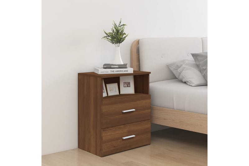 beBasic sengeborde 2 stk. 50x32x60 cm brun egetræsfarve - Brun - Møbler - Borde - Aflastningsbord - Sengebord