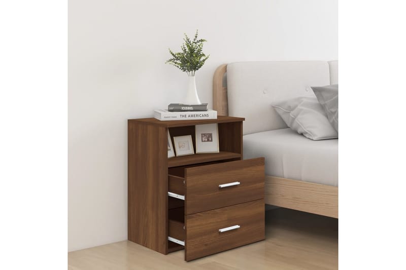 beBasic sengeborde 2 stk. 50x32x60 cm brun egetræsfarve - Brun - Møbler - Borde - Aflastningsbord - Sengebord