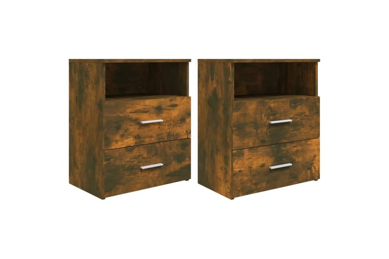 beBasic sengeborde 2 stk. 50x32x60 cm røget egetræsfinish - Brun - Møbler - Borde - Aflastningsbord - Sengebord