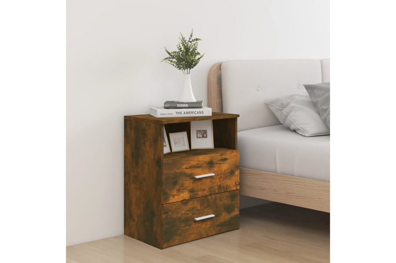 beBasic sengeborde 2 stk. 50x32x60 cm røget egetræsfinish - Brun - Møbler - Borde - Aflastningsbord - Sengebord