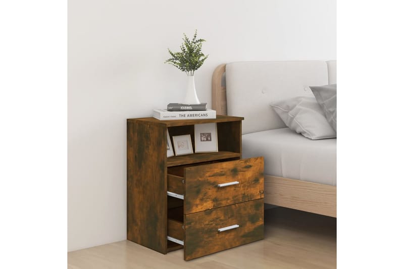 beBasic sengeborde 2 stk. 50x32x60 cm røget egetræsfinish - Brun - Møbler - Borde - Aflastningsbord - Sengebord