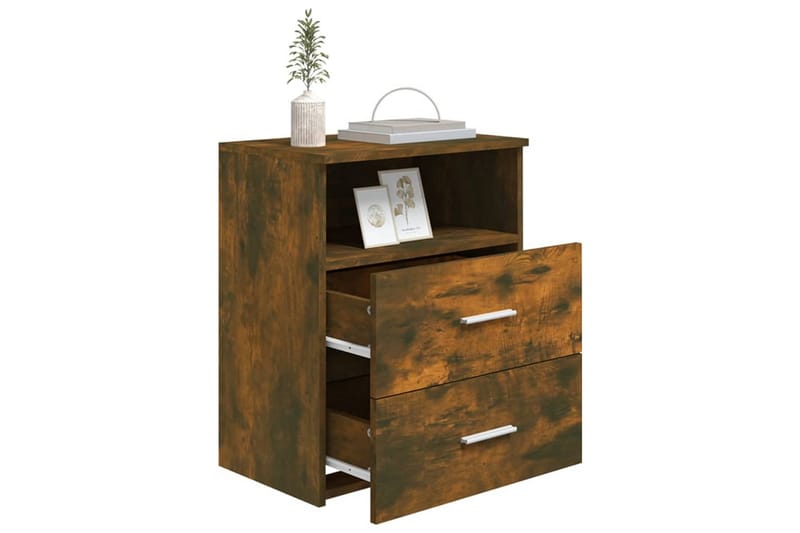 beBasic sengeborde 2 stk. 50x32x60 cm røget egetræsfinish - Brun - Møbler - Borde - Aflastningsbord - Sengebord