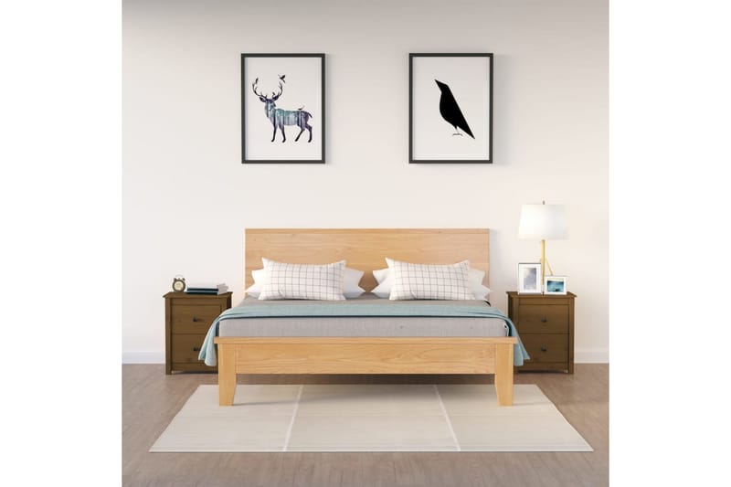 beBasic sengeborde 2 stk. 50x35x61,5 cm massivt fyrretræ gyldenbrun - Brun - Møbler - Borde - Aflastningsbord - Sengebord