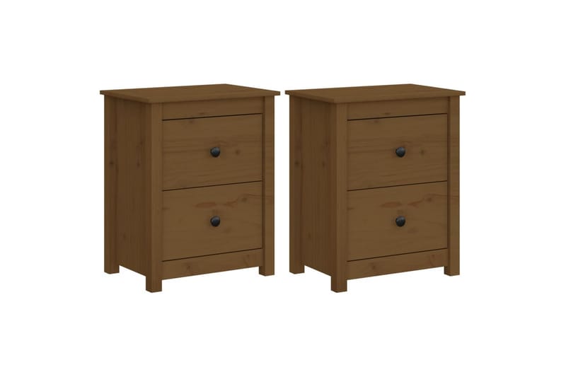 beBasic sengeborde 2 stk. 50x35x61,5 cm massivt fyrretræ gyldenbrun - Brun - Møbler - Borde - Aflastningsbord - Sengebord
