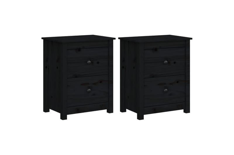 beBasic sengeborde 2 stk. 50x35x61,5 cm massivt fyrretræ sort - Sort - Møbler - Borde - Aflastningsbord - Sengebord