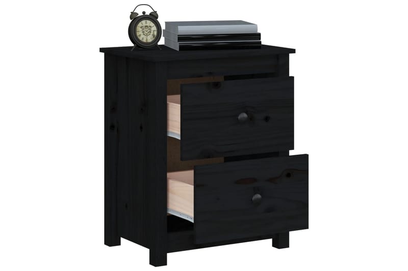 beBasic sengeborde 2 stk. 50x35x61,5 cm massivt fyrretræ sort - Sort - Møbler - Borde - Aflastningsbord - Sengebord