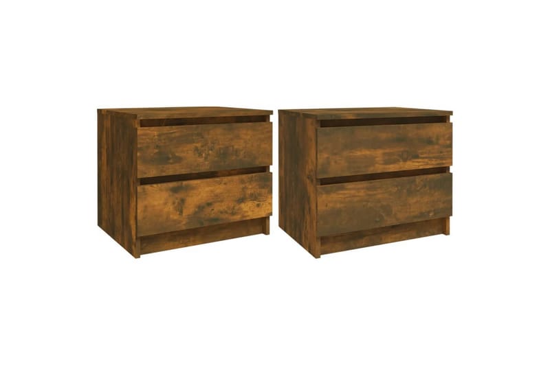 beBasic sengeborde 2 stk. 50x39x43,5 cm konstrueret træ røget egetræ - Brun - Møbler - Borde - Aflastningsbord - Sengebord