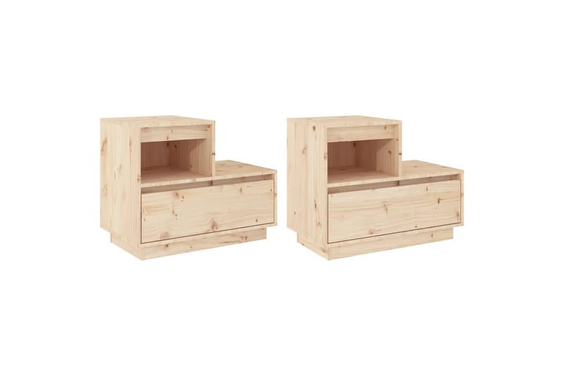 beBasic sengeborde 2 stk. 60x34x51 cm massivt fyrretræ - Brun - Møbler - Borde - Aflastningsbord - Sengebord