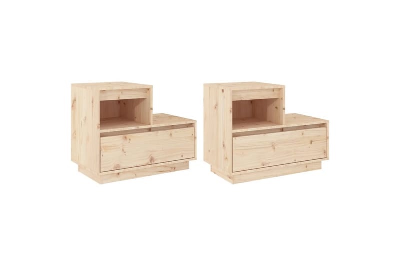 beBasic sengeborde 2 stk. 60x34x51 cm massivt fyrretræ - Brun - Sengebord