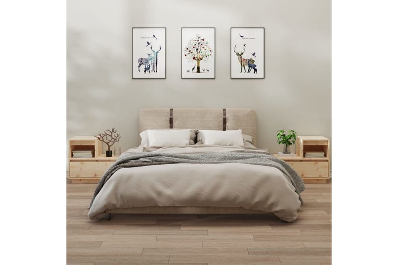 beBasic sengeborde 2 stk. 60x34x51 cm massivt fyrretræ - Brun - Møbler - Borde - Aflastningsbord - Sengebord