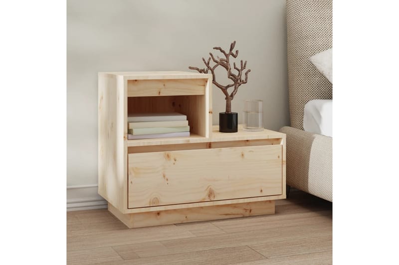 beBasic sengeborde 2 stk. 60x34x51 cm massivt fyrretræ - Brun - Møbler - Borde - Aflastningsbord - Sengebord