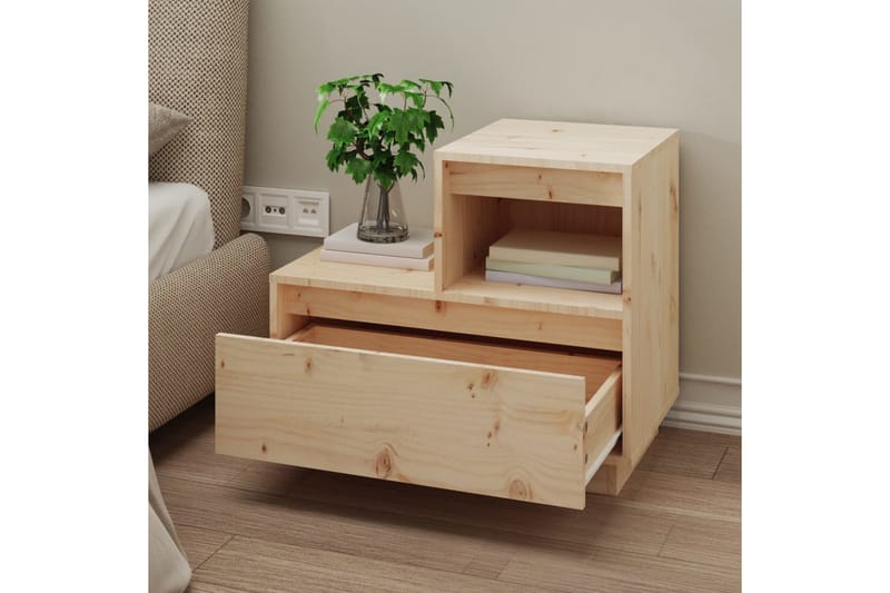 beBasic sengeborde 2 stk. 60x34x51 cm massivt fyrretræ - Brun - Møbler - Borde - Aflastningsbord - Sengebord