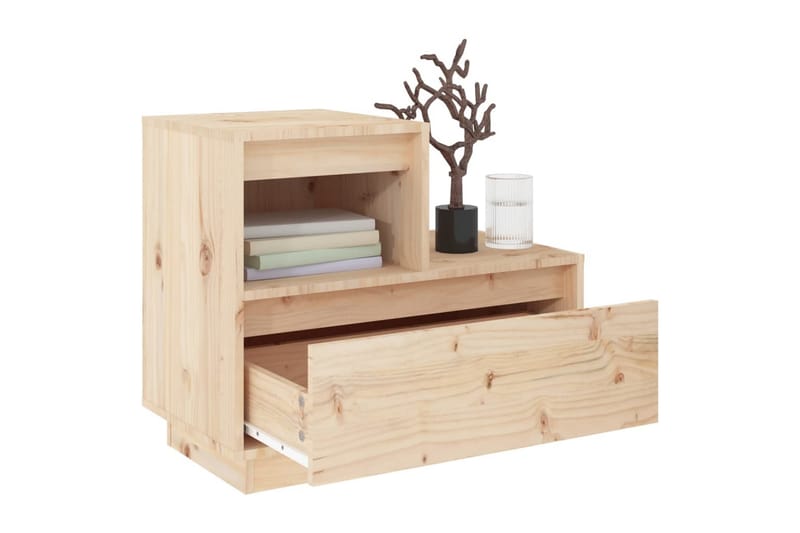 beBasic sengeborde 2 stk. 60x34x51 cm massivt fyrretræ - Brun - Sengebord