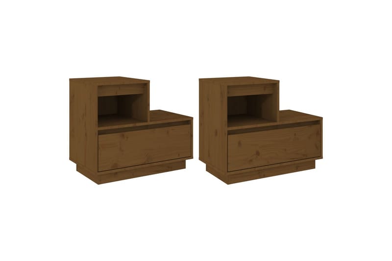 beBasic sengeborde 2 stk. 60x34x51 cm massivt fyrretræ gyldenbrun - Brun - Møbler - Borde - Aflastningsbord - Sengebord