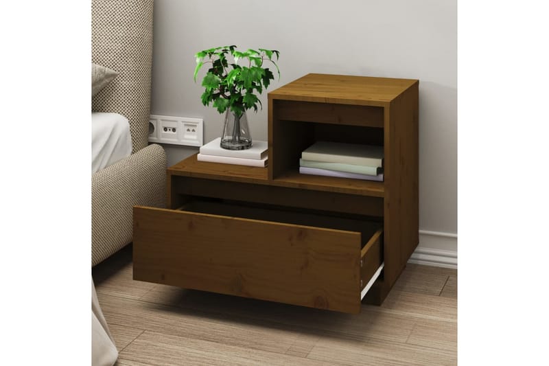 beBasic sengeborde 2 stk. 60x34x51 cm massivt fyrretræ gyldenbrun - Brun - Møbler - Borde - Aflastningsbord - Sengebord