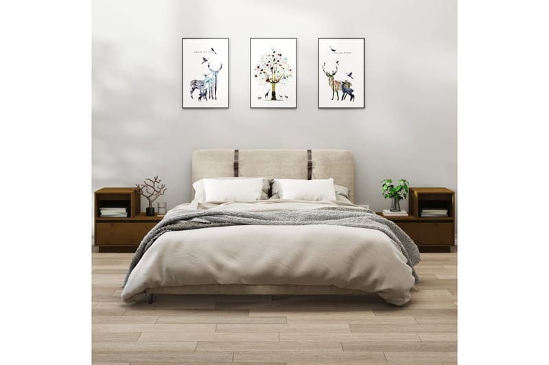 beBasic sengeborde 2 stk. 60x34x51 cm massivt fyrretræ gyldenbrun - Brun - Møbler - Borde - Aflastningsbord - Sengebord