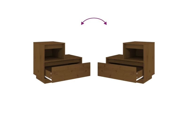 beBasic sengeborde 2 stk. 60x34x51 cm massivt fyrretræ gyldenbrun - Brun - Møbler - Borde - Aflastningsbord - Sengebord