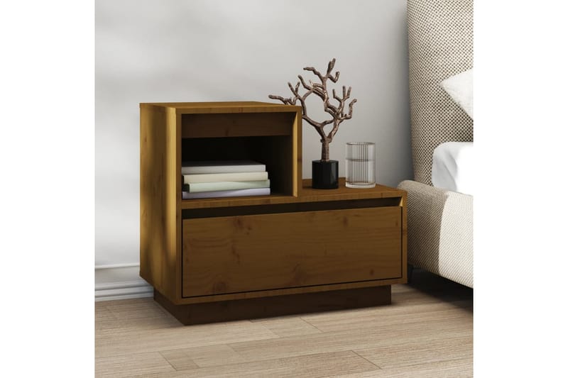 beBasic sengeborde 2 stk. 60x34x51 cm massivt fyrretræ gyldenbrun - Brun - Møbler - Borde - Aflastningsbord - Sengebord