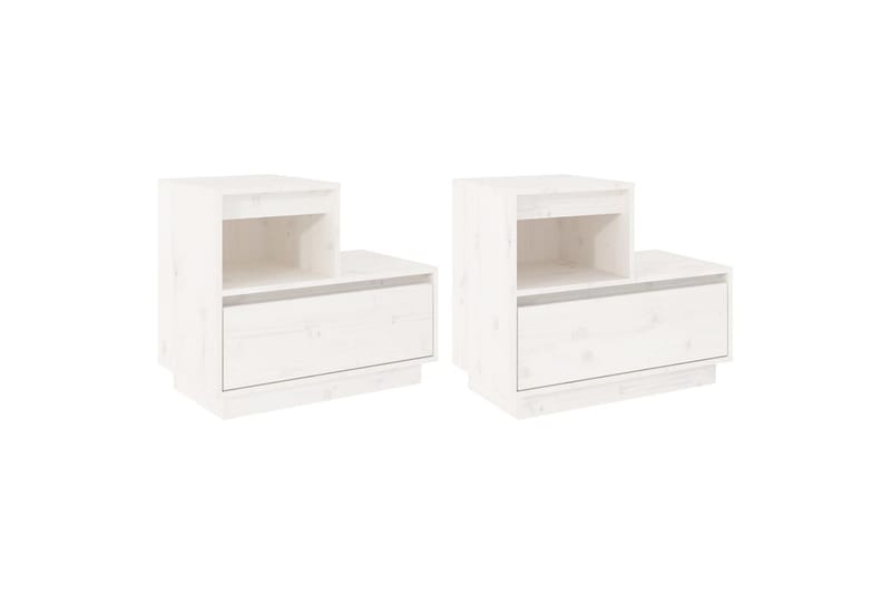 beBasic sengeborde 2 stk. 60x34x51 cm massivt fyrretræ hvid - Hvid - Møbler - Borde - Aflastningsbord - Sengebord