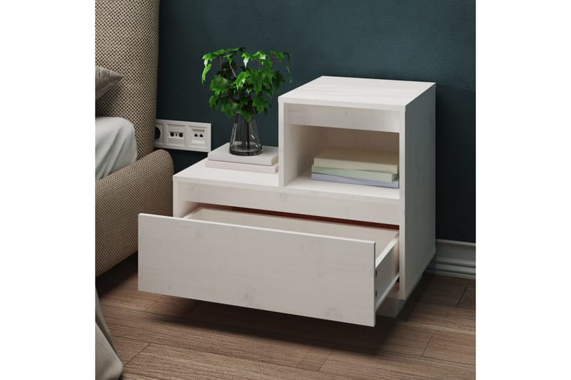 beBasic sengeborde 2 stk. 60x34x51 cm massivt fyrretræ hvid - Hvid - Møbler - Borde - Aflastningsbord - Sengebord